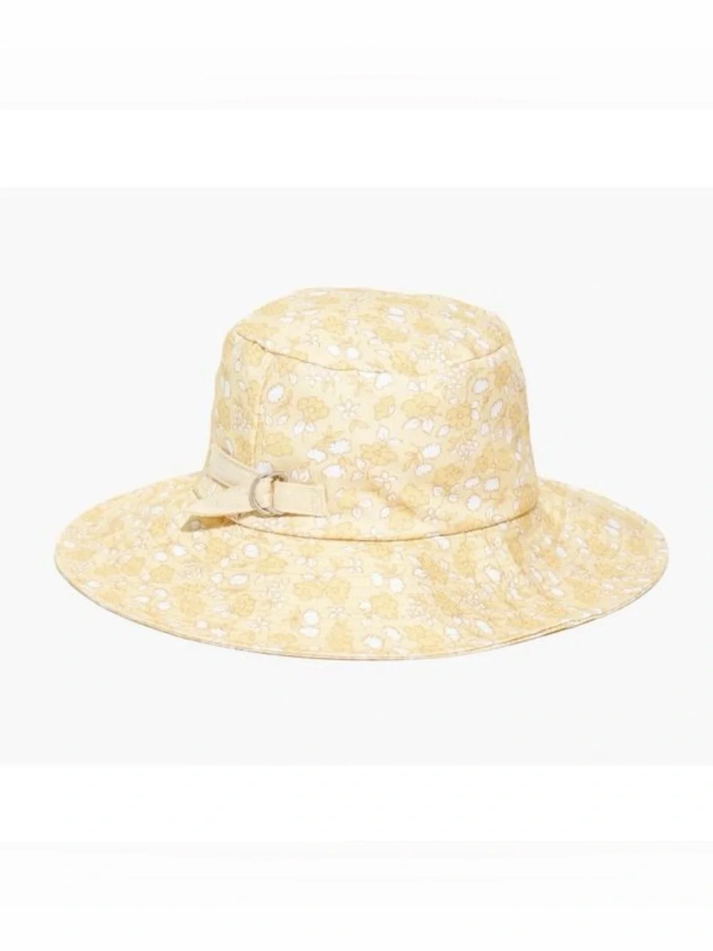 NWOT Madewell Yellow Floral Packable Bucket Sun Hat M/L size